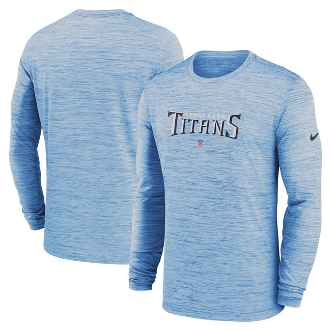 Men's Blue Tennessee Titans Sideline Team Velocity Performance Long Sleeve T-Shirt
